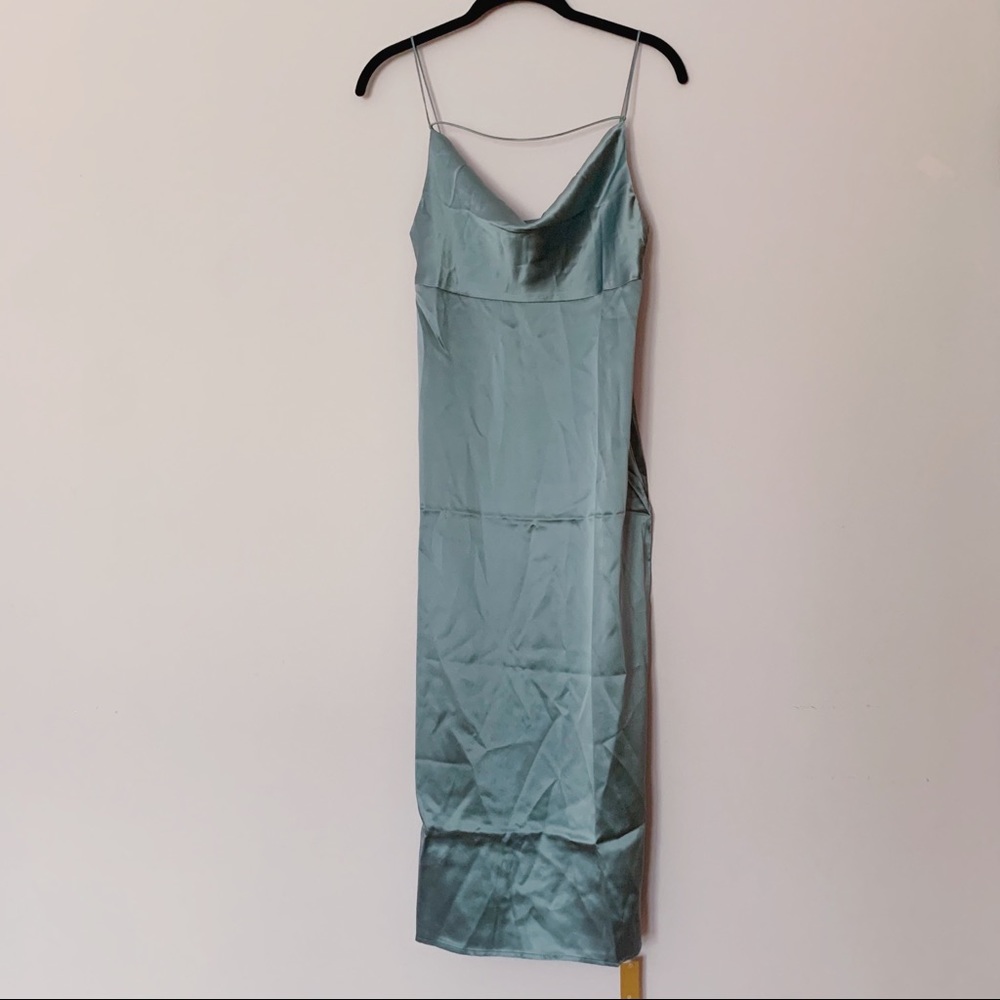 REFORMATION Meta Silk Dress in Dusty Blue Sz 4 - Picture 9 of 11